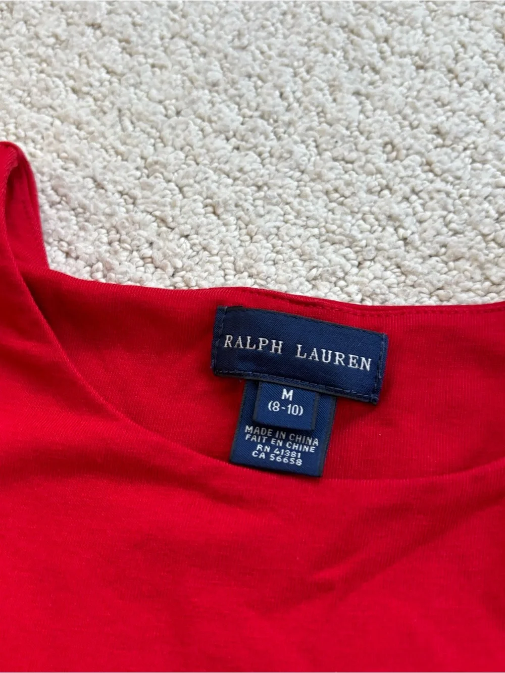 Ralph Lauren Red Sleeveless Bubble-Hem Girls' Dress